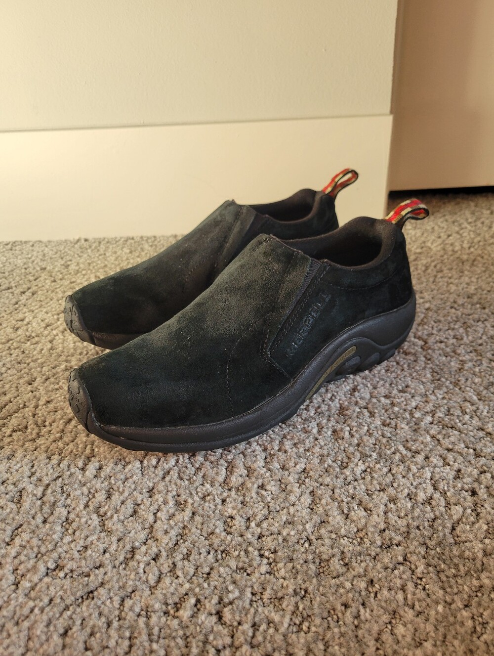 Merrell Jungle Moc Midnight Black Suede Loafer Hiking Shoes Womens Size US 9